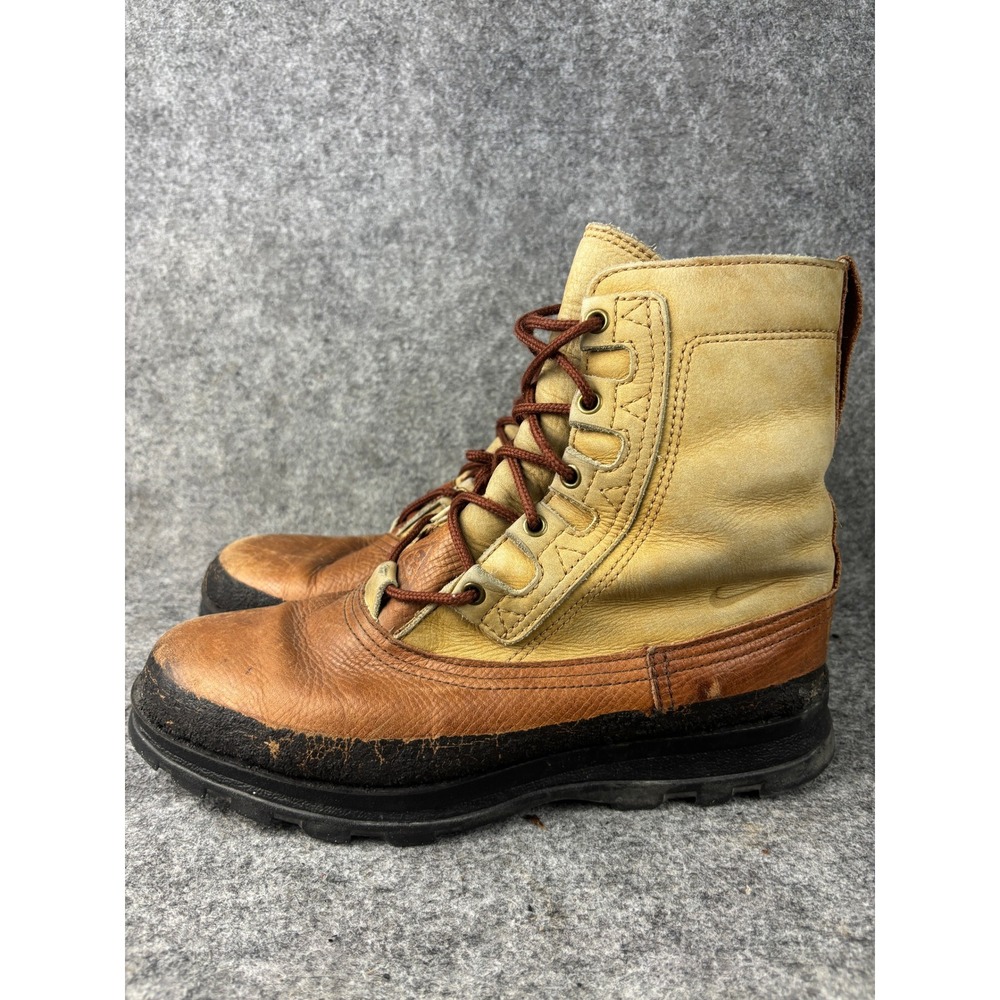 Vintage 1995 Nike Air ACG Nevis Hiking Boots Mens Size 12 Brown Tan Leather